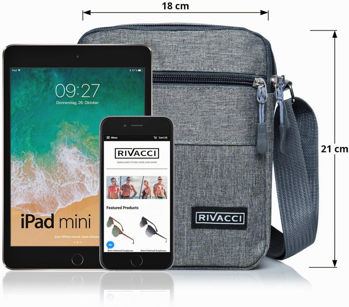 Rivacci Umhängetasche Schultertasche für Herren, Damen und Jungen, Kuriertasche aus Canvas, Herrenta