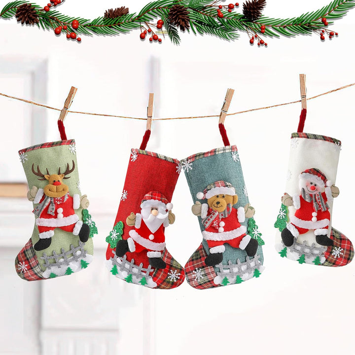 Nikolausstrumpf, Weihnachtsstrumpf 4er Set, Nikolausstiefel zum Befüllen, Weihnachtssocken Kamin zum
