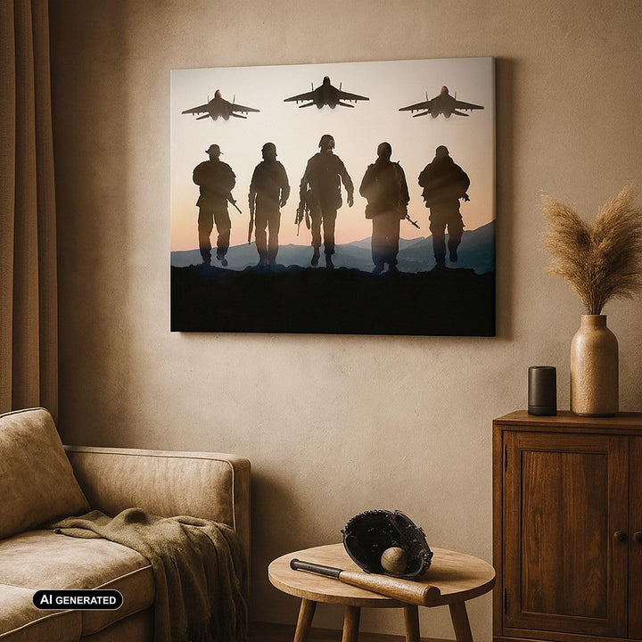 Bilder auf Leinwand 100x70cm Leinwandbild mit Rahmen Armee Militaria Gross Wanddeko Bild Schlafzimme