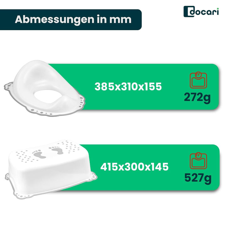 Toilettentrainer mit Treppe als Set weiss - Toilettensitz Kinder und Tritthocker - Toilettensitz mit
