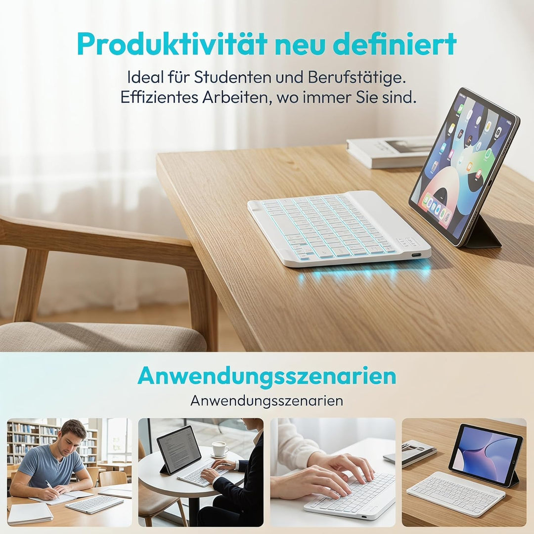 WALWALO Hülle mit Tastatur für iPad A16 11 Generation 2025/10 Generation 2022, (11/10.9 Zoll) - Magn