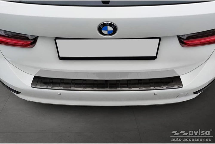 Avisa Schwarz Edelstahl Heckstossstangenschutz kompatibel mit BMW 3er G21 Touring 2019-2022 'Ribs'