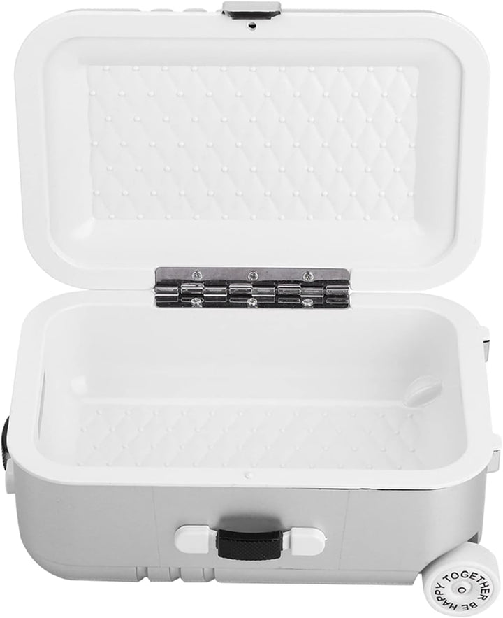 Wakects Reisekoffer für Puppen, Trolley in Mini-Grösse mit Rollkoffer, offen und geschlossen, silber