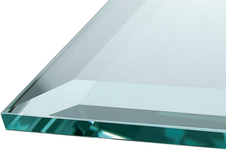Euro Tische Glasplatte für Kaminofen und Tischplatte in 100x50cm Facettenschliff, Schutzplatte mit 6