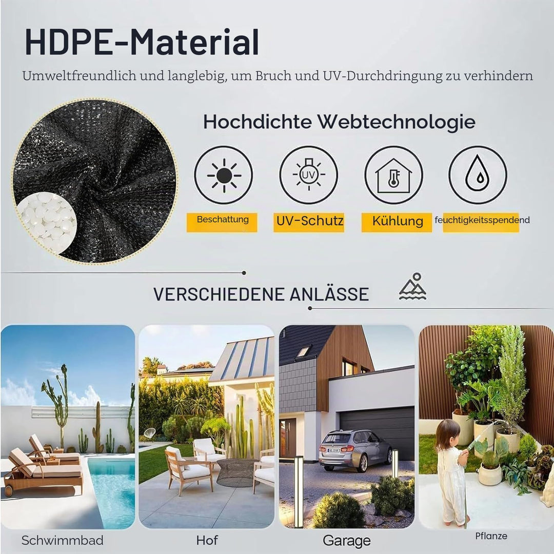 Schattierungsnetz, Garten Schattennetz mit Ösen, Schattiernetz 80-95% uv-Schutz Sonnenschutznetz, Be