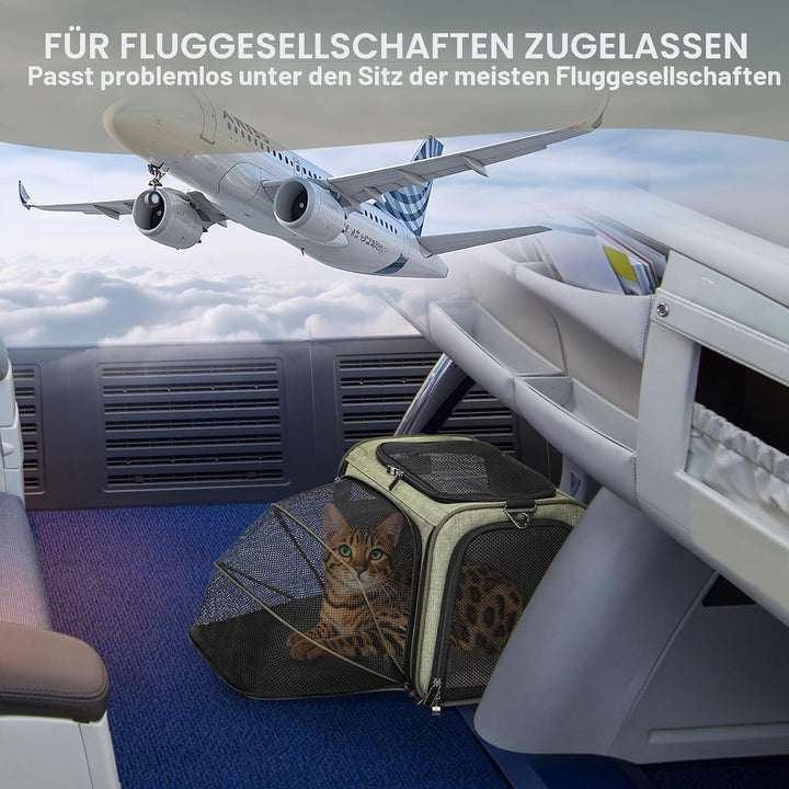 Petsfit Katzentragetasche, von Fluggesellschaften zugelassen, erweiterbare Haustier-Tragetasche, zwe