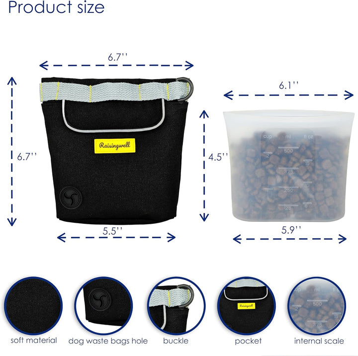 Raisingwell Leckerlitasche für Hunde, Multifunktions-Gassi Tasche mit Silikonbeutel, Futterbeutel fü