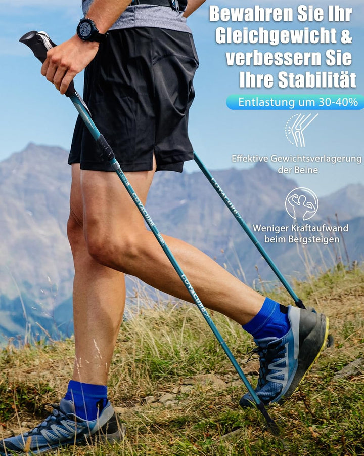 COVACURE Wanderstöcke Nordic Walking Stöcke - 110-130 cm / 100-120 cm Faltbar, Verstellbar, Teleskop