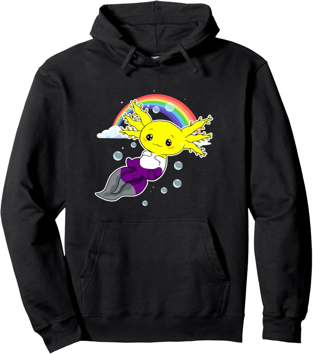 Dezente nichtbinäre Stolzflagge Axolotl LGBTQ Pullover Hoodie