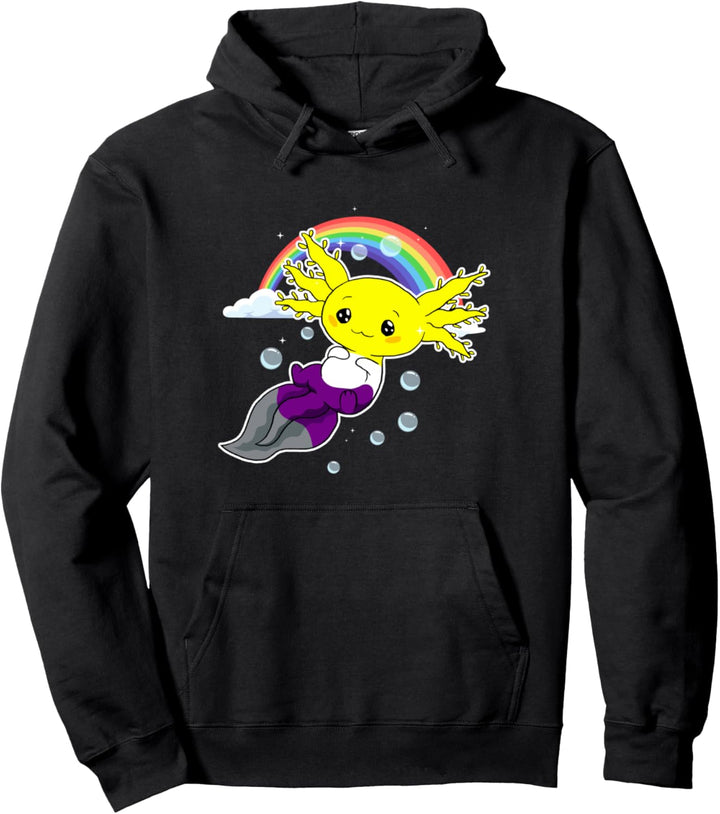 Dezente nichtbinäre Stolzflagge Axolotl LGBTQ Pullover Hoodie