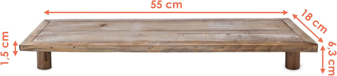 Spetebo Deko Blumenteller natur rechteckig - 55 x 18 cm - Holz Pflanzenhocker länglich mit 4 Füssen