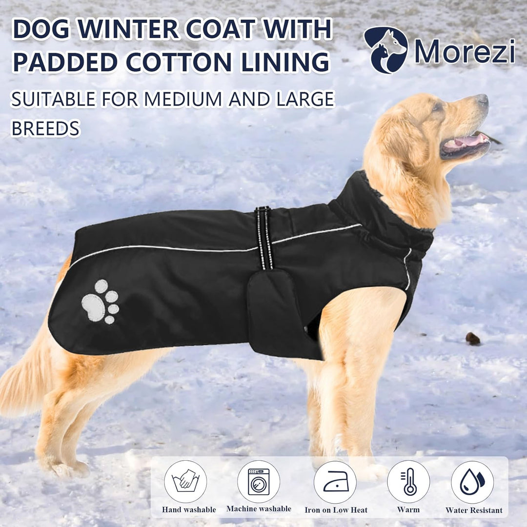 MOREZI Hundejacke Mantel, Winddicht wasserdicht, mit reflektierenden Streifen und einstellbarem Kord