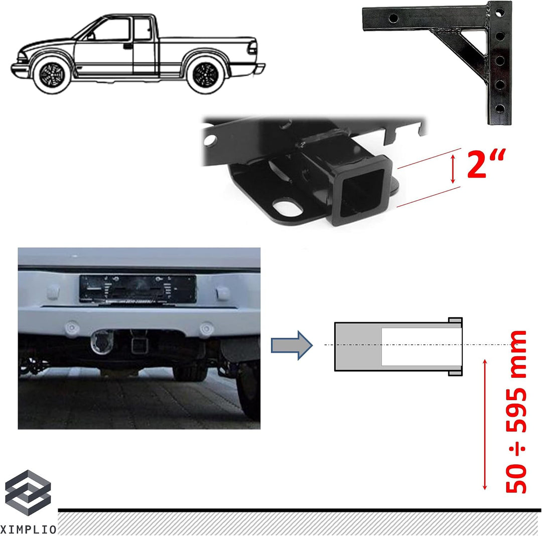 XIMPLIO Adapter für USA-Fahrzeuge mit AHK-Vorbereitung 2 Zoll Einschub für US-Multimount – höhenvers