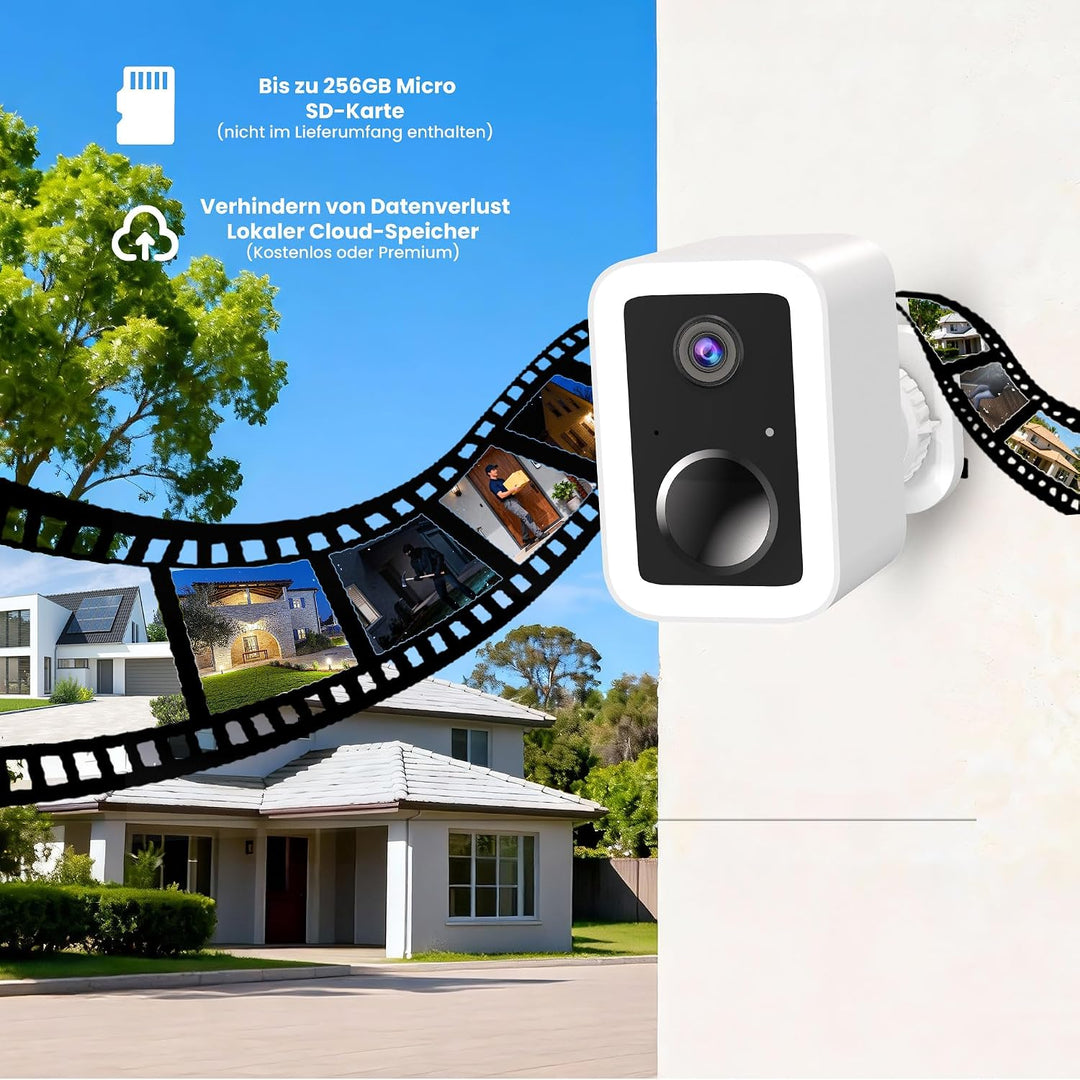 Funstorm 2K Überwachungskamera Aussen Akku - Dual-Band WLAN (2.4/5GHz) Videoüberwachung mit Flutlich