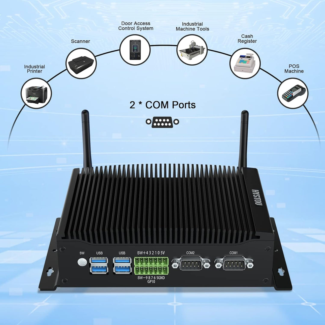 HYSTOU Mini PC Lüfterlos Windows 11 Pro, Fanless Mini PC 16GB Ram DDR4 512 GB SSD I7 10810U (bis zu