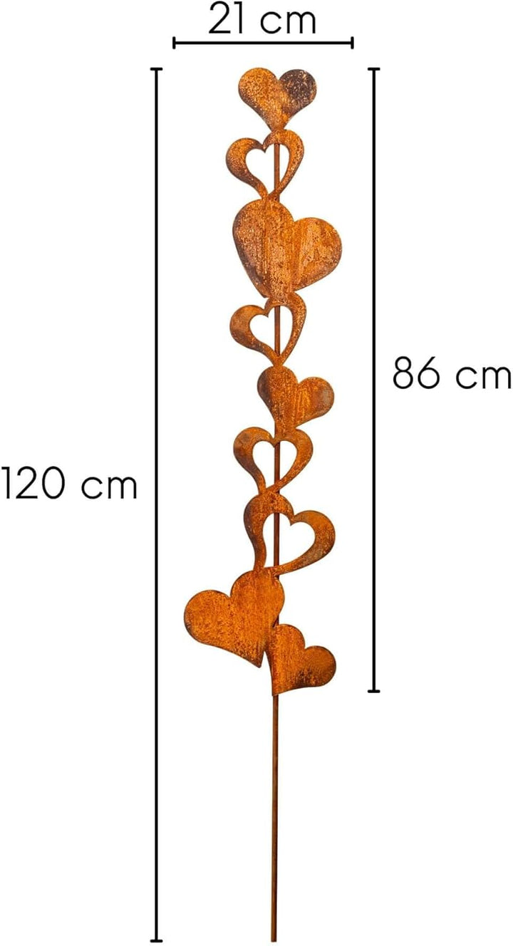 Manufaktur Lichtbogen Rost Gartenstecker Herzen 120 cm hoch Edelrost Gartendeko