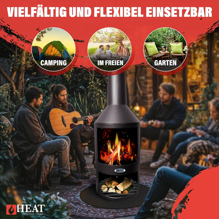 Larvik - Terrassenofen - Feuertonne & Feuerstelle für entspannte Abende - Feuersäule Outdoor - Terra
