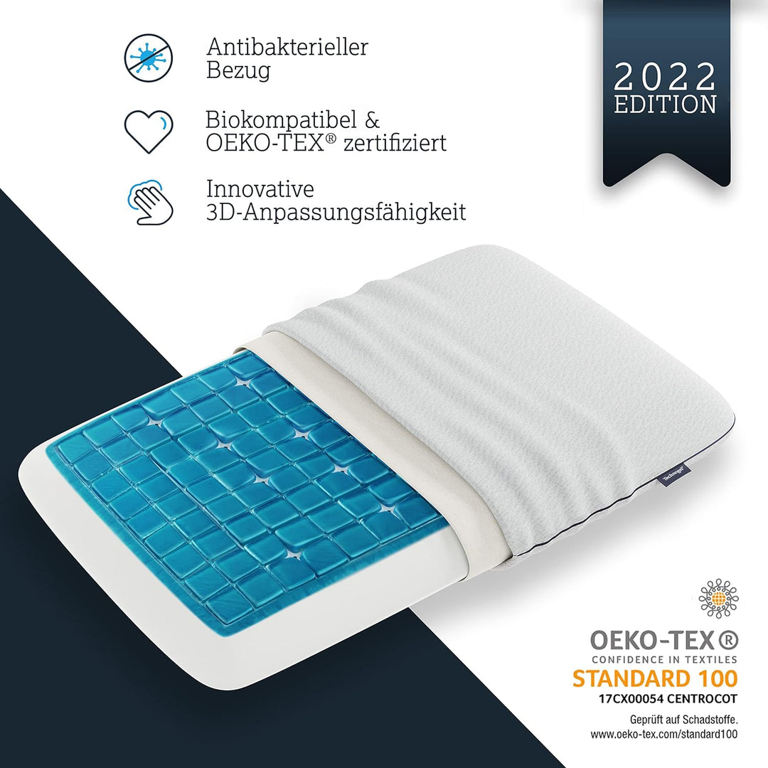 Technogel New Generation Original Deluxe Orthopädisches Nackenstütz-Kopfkissen Antibakteriell,HWS-Ge
