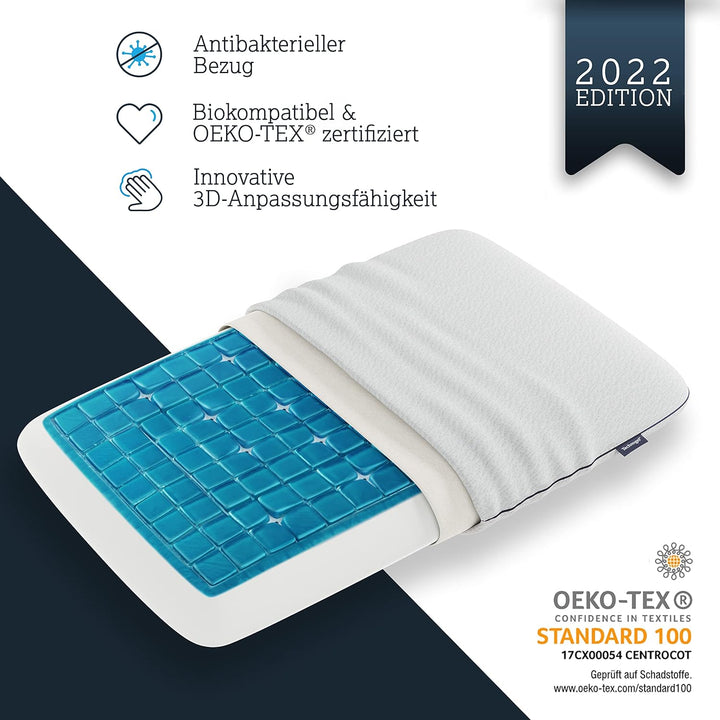 Technogel New Generation Original Deluxe Orthopädisches Nackenstütz-Kopfkissen Antibakteriell,HWS-Ge