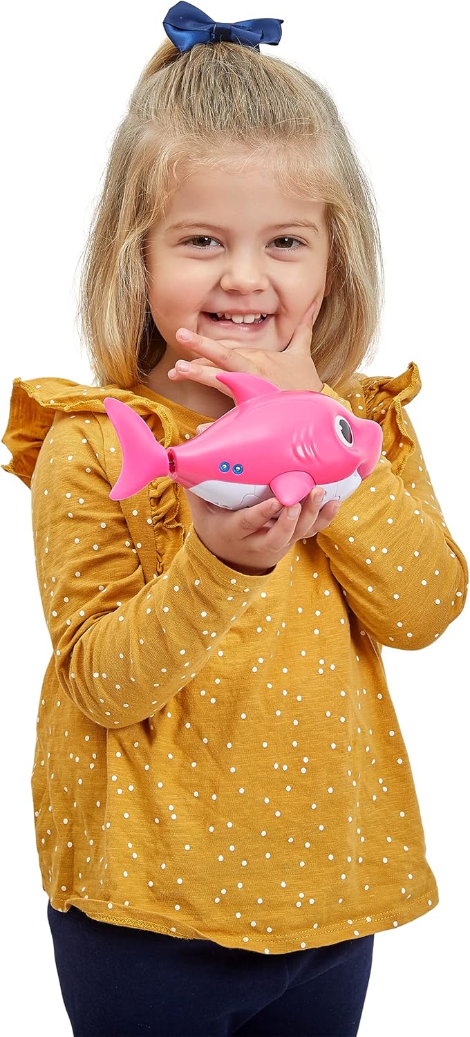 ZURU Robo Alive Junior Baby Shark Battery-Powered Sing and Swim Bath Toy by (Pink Mommy Shark), Pink