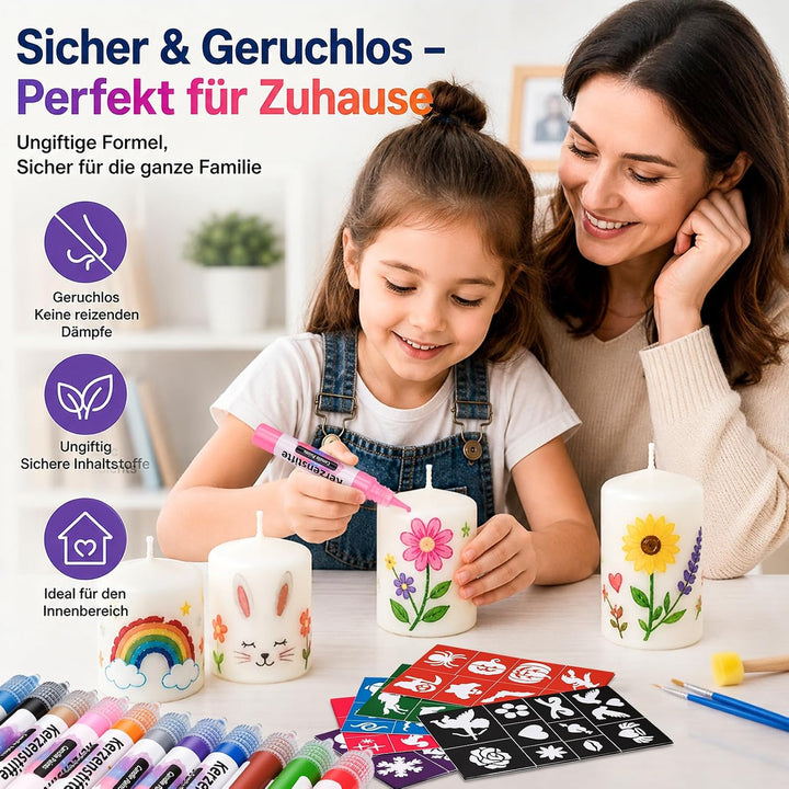 Zoyomax 18 Farben Kerzen bemalen Set, 15ml Wachsstifte für Kerzen – Candle Pen für Bemalen, Verziere