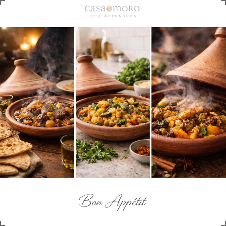 Tajine Schmortopf aus Ton – Marokkanisch Kochen für 1-2 Personen – Ø 25 cm Tagine unglasierter Garto