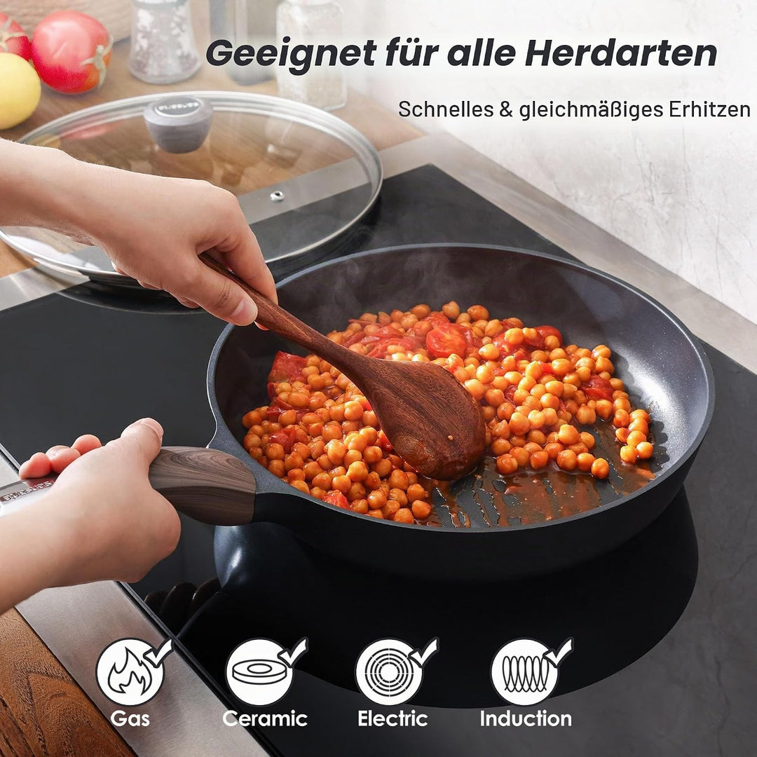 SENSARTE Antihaft Bratpfanne mit Deckel 24cm Antihaft-Eierpfanne Omelettpfanne, Gesunde Küche Kochen
