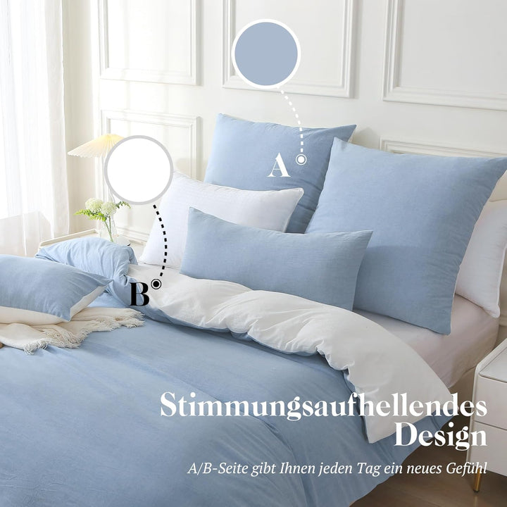 SOULFUL Bettwäsche 135x200 Baumwolle Haiya Blue Haiya Blau 2tlg. 135*200cm | 1x 80*80cm, Haiya Blau