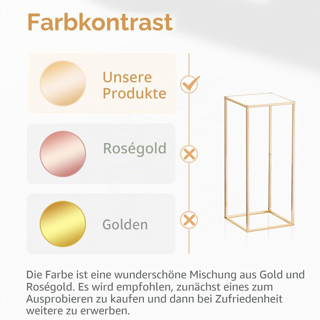 Nuptio 2 Stück Hochzeit Mittelstücke Goldvasen 60cm Hoch Blumenständer Metall Bodenvase Säule Geomet