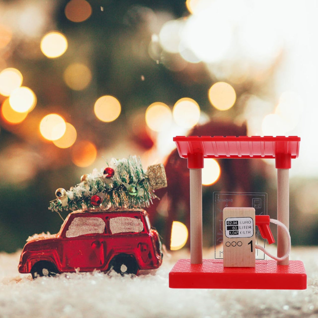 HEMOTON Holzeisenbahn Zubehör Bahnhof Mit Mini Tankstelle 11X9.9X6.9Cm Kompatibel Für Kinder Ab 3 Ja