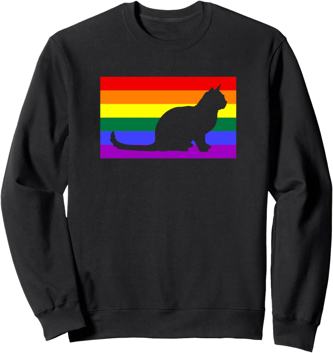 Cute Rescue Cat Love LGBTQ Gay Pride Flag Stuff Queer Art Sweatshirt