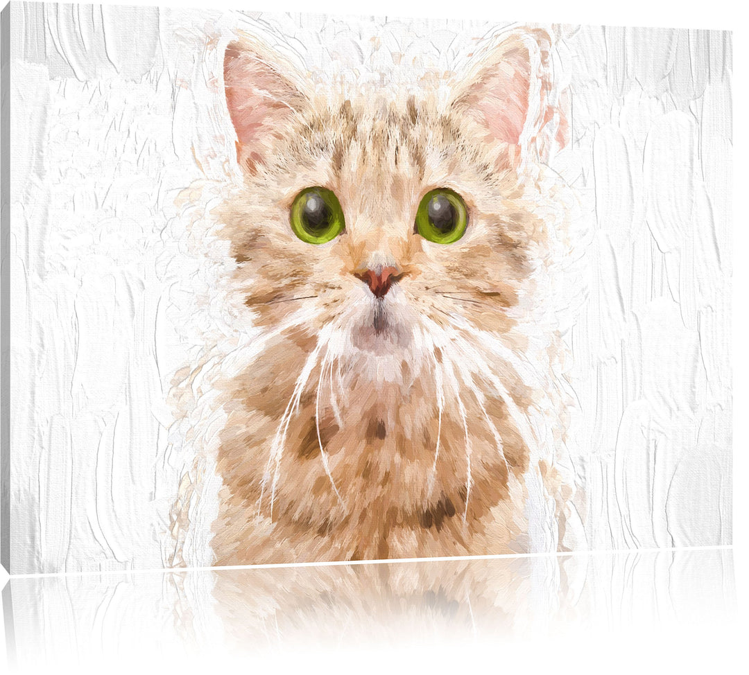 Pixxprint Katze Scottish Straight / 100x70cm Leinwandbild bespannt auf Holzrahmen/Wandbild Kunstdruc