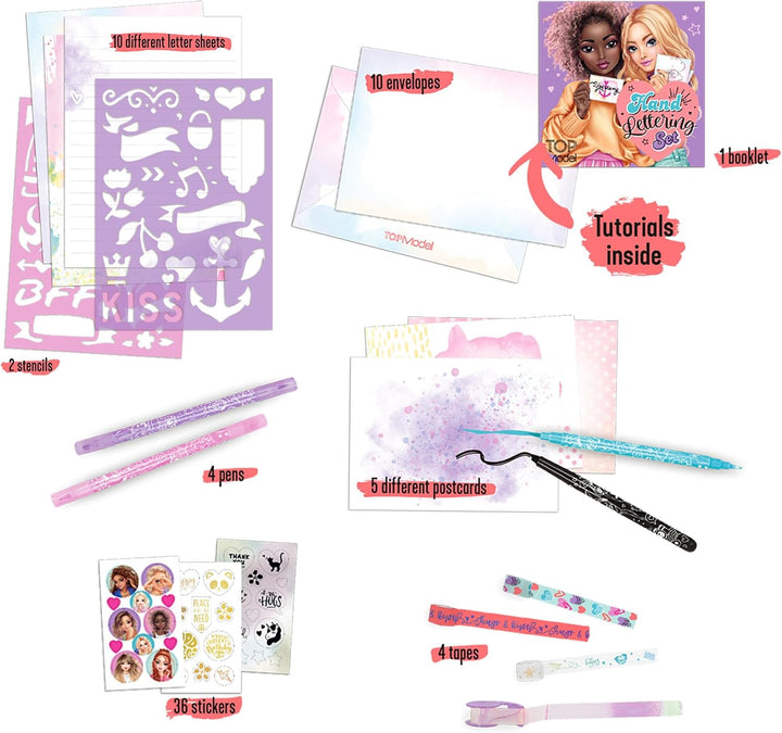 Depesche 12618 TOPModel - Handlettering Briefbox, Schreibset mit Briefpapier, Sticker, Postkarten, W