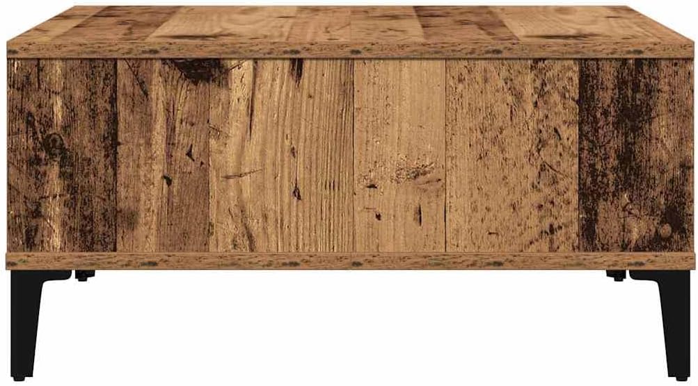 vidaXL rustikaler, brauner, quadratischer Couchtisch | Solides Altholz | Innenbereich mit Zwei einge