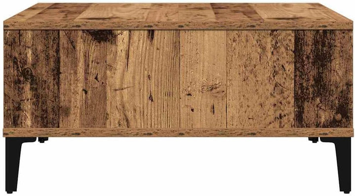 vidaXL rustikaler, brauner, quadratischer Couchtisch | Solides Altholz | Innenbereich mit Zwei einge
