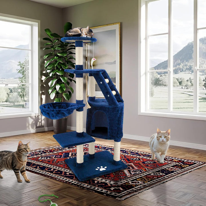 Beltom® KRATZBAUM KATZENKRATZBAUM KLETTERBAUM KATZENBAUM SPIELBAUM Park Spiele H. 120 cm - Blau, Bla