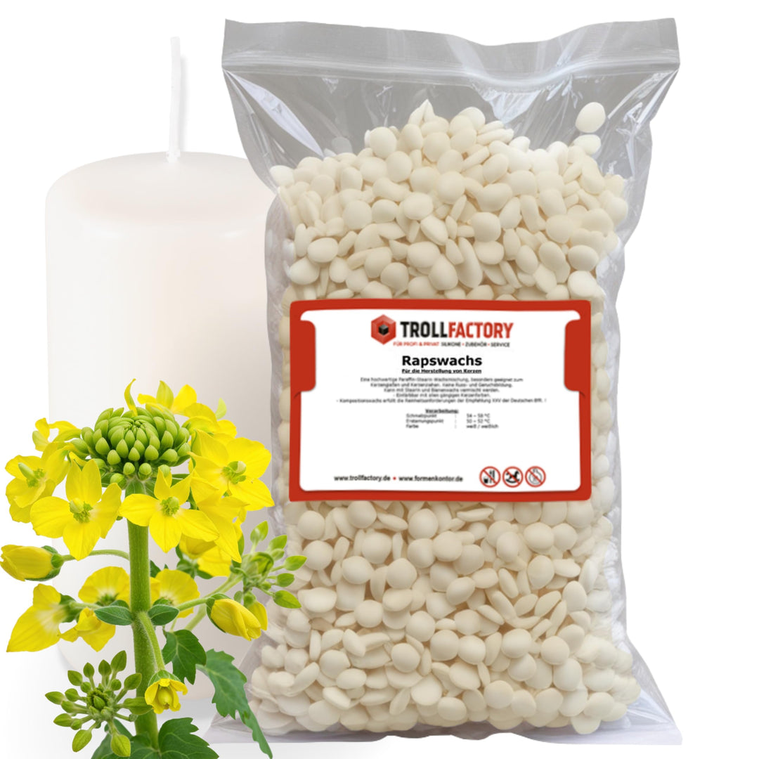 TFC Rapswachs 4kg - Premium Kerzenwachs zum Giessen und Gestalten - Ideal für Duftkerzen und DIY Ker