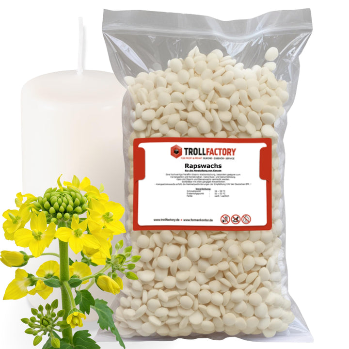 TFC Rapswachs 4kg - Premium Kerzenwachs zum Giessen und Gestalten - Ideal für Duftkerzen und DIY Ker