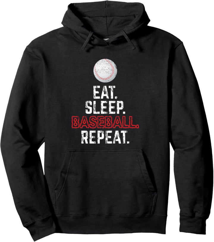 Baseball Lover Gift Eat Sleep Baseball Player Coach Mom Pullover Hoodie