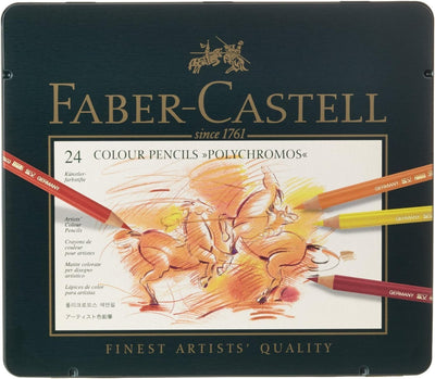 Faber-Castell 110024 - Künstlerfarbstift POLYCHROMOS, 24er Metalletui + hochwertiger A4 Skizzenblock