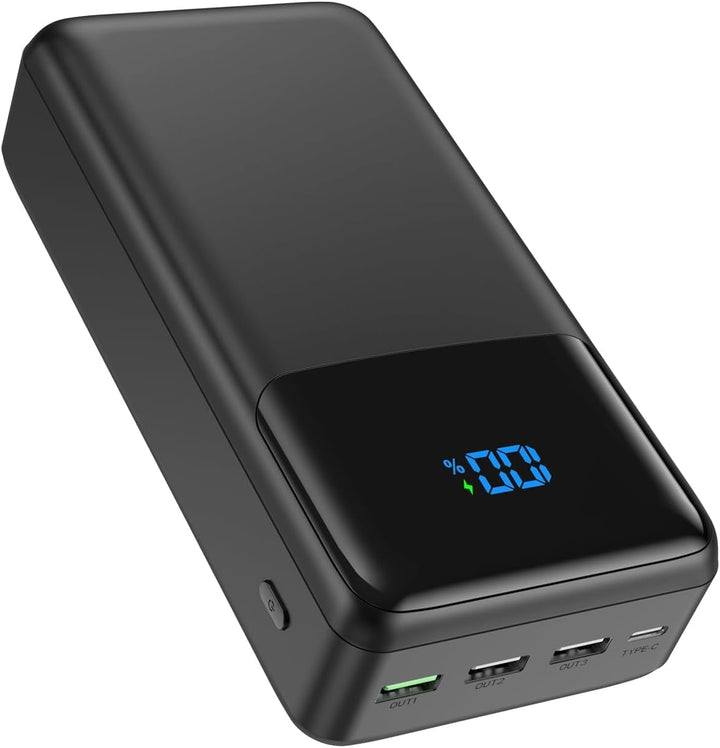Powerbank 60000mAh Grosse Kapazität, Externer Akku 22,5W Schnellladung Power Bank USB C 4 Ausgängen