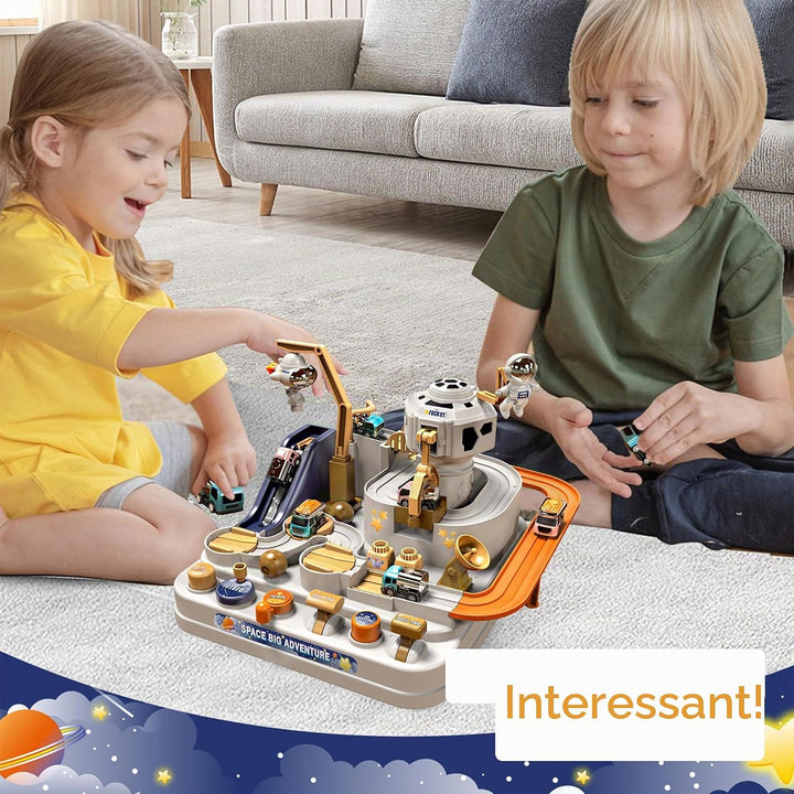 WDEC Auto Abenteuer - Track Cars Rennstrecken-Spielzeug für Kinder (Jungen &amp; Mädchen) 3-5 Jahre