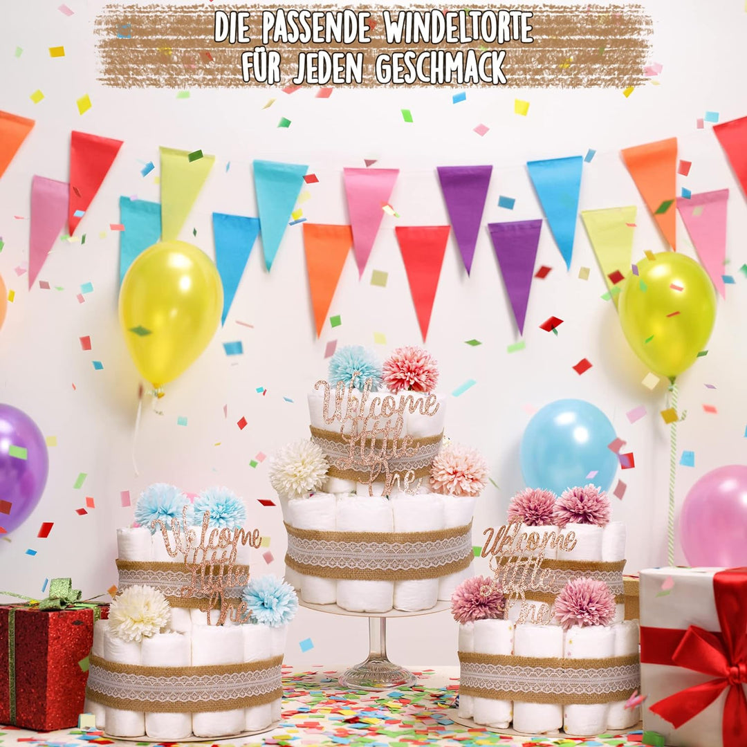 MilaBoo® Vintage Windeltorte Junge I Premium Windeltorte im Boho Stil I Geschenk zur Geburt oder Tau