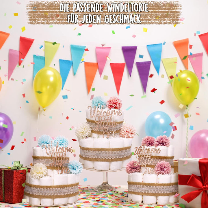 MilaBoo® Vintage Windeltorte Junge I Premium Windeltorte im Boho Stil I Geschenk zur Geburt oder Tau