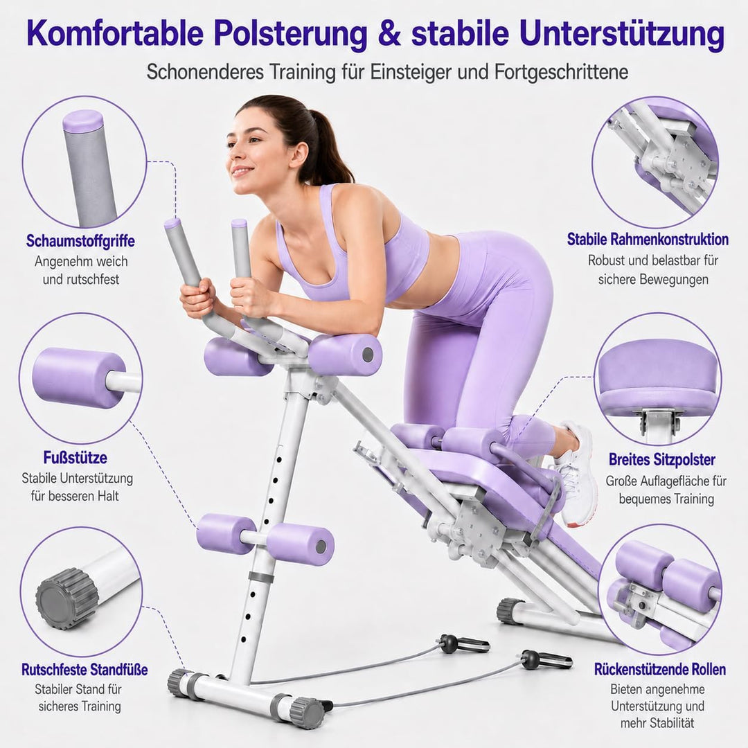 Abdominal Trainer Bauchtrainer Adjustable Abs Trainer for Home Gym Ganzkörpertrainer Foldable MAX 15