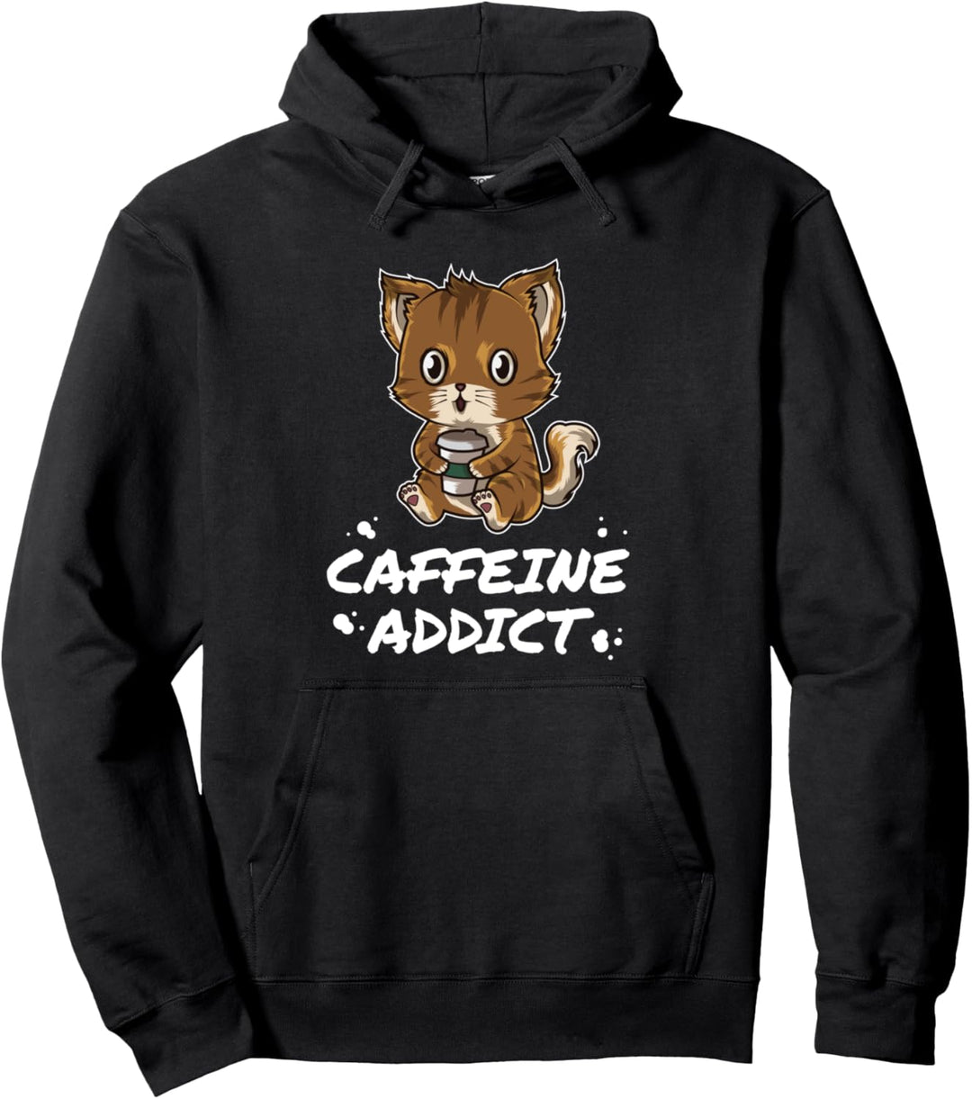 Koffeinsüchtig - Lustige Kaffeekatze mit einem Problem Pullover Hoodie