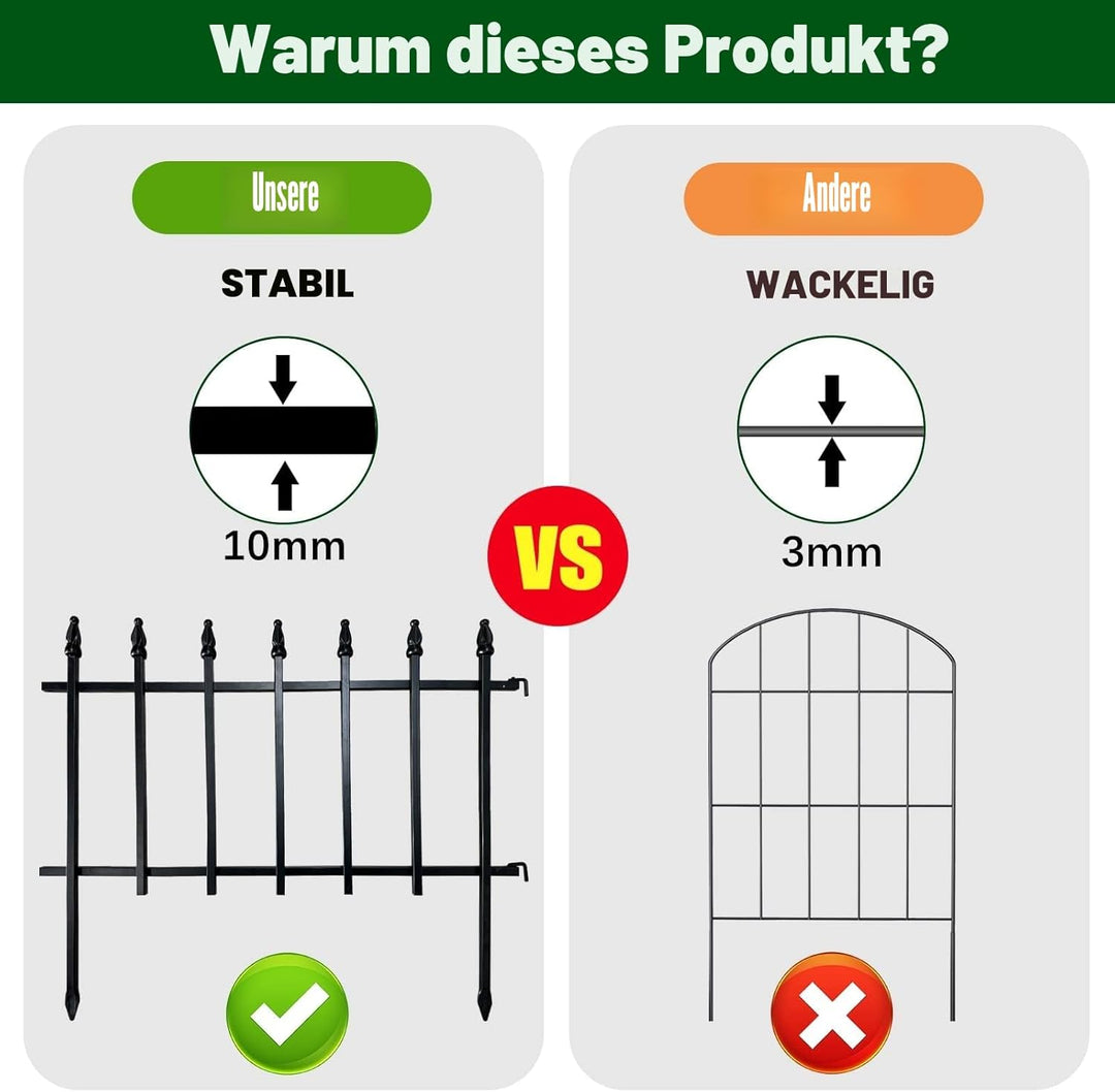 Thealyn Metall Dekorativer Gartenzaun 57cm Breit x 45cm Hoch (5 Paneele, Gesamtlänge 2,8m) Zaunpanee