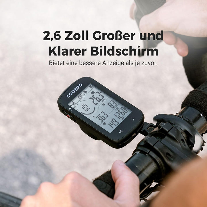 COOPSO CS300 Fahrradcomputer Kabellos, Fahrrad GPS Tacho mit 2,6-Zoll LCD, Bluetooth/ANT+ Ahrrad Com