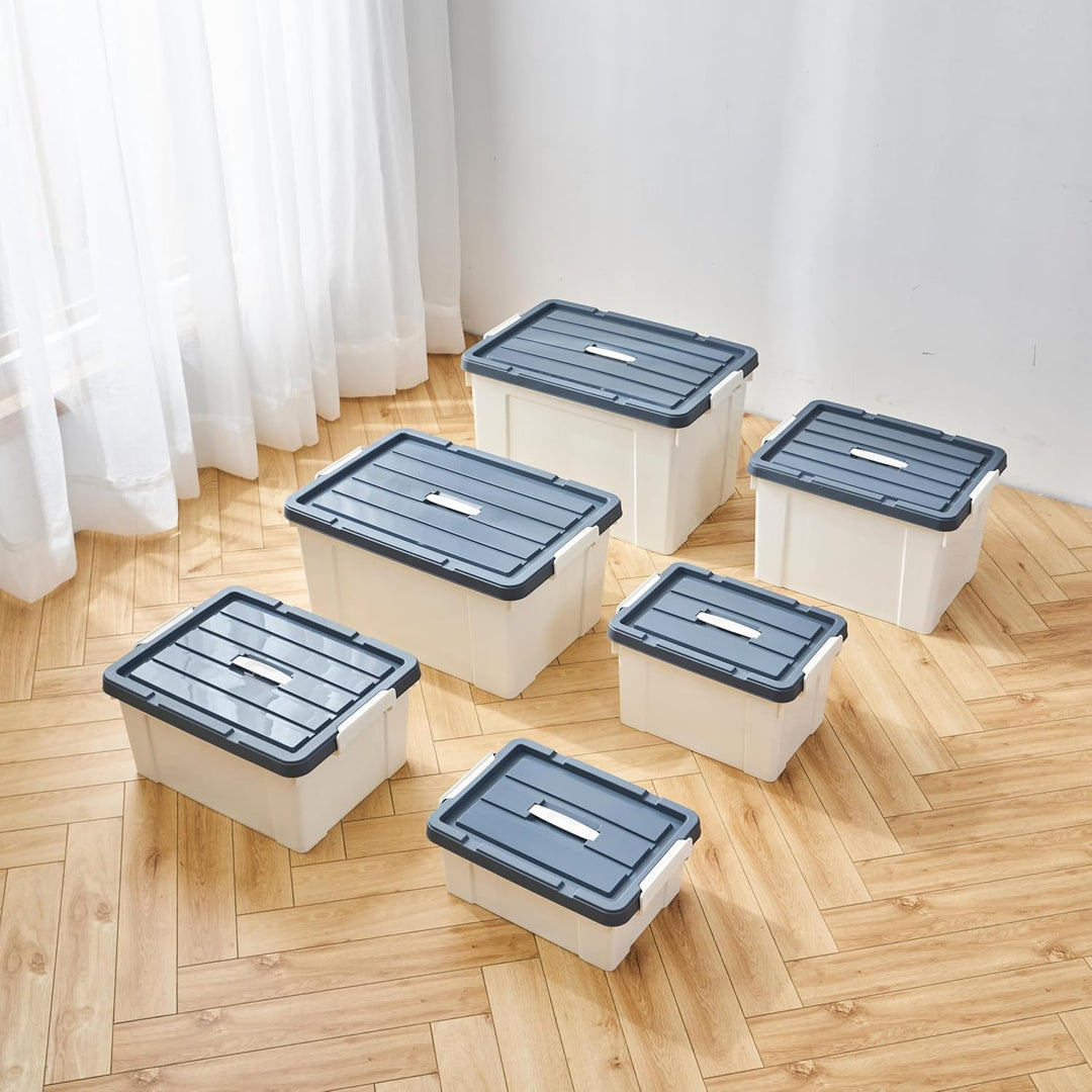 Cetomo 15L*3 Kunststoff-Aufbewahrungsbox Box mit haltbarem Deckel und Sicherheitsverschluss stapelba