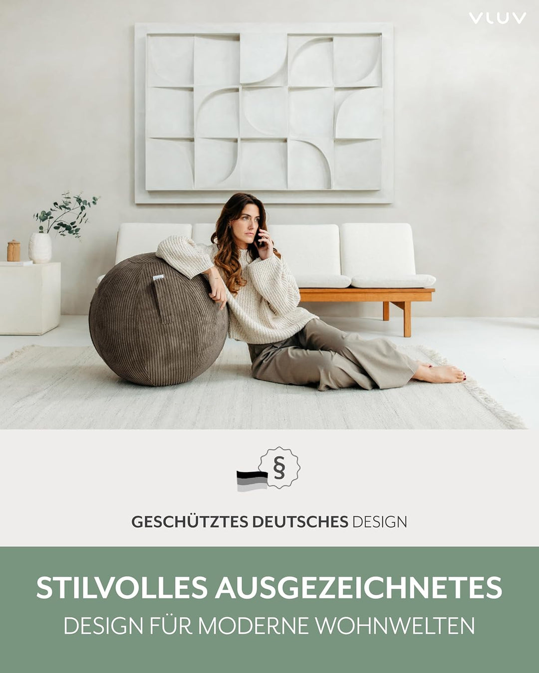 VLUV® BOL VLIP Sitzball Büro Ergonomisch [Atmungsaktiv mit Tragegriff und Wegrollschutz] Waschbarer